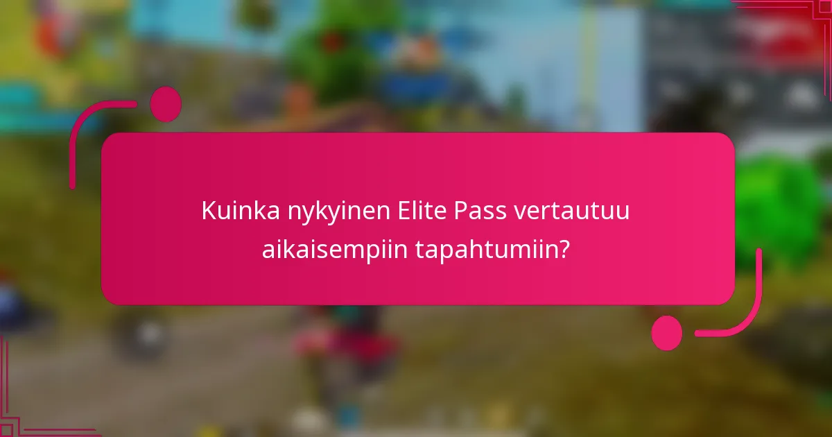 Kuinka nykyinen Elite Pass vertautuu aikaisempiin tapahtumiin?