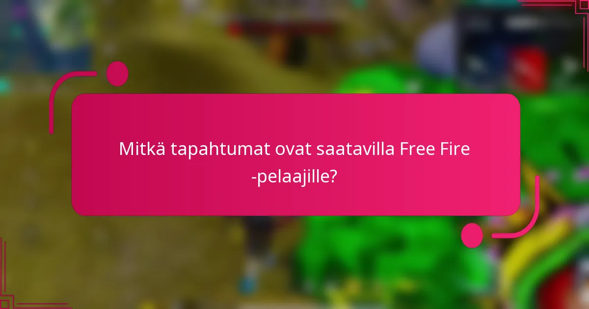 Mitkä tapahtumat ovat saatavilla Free Fire -pelaajille?
